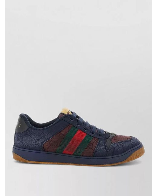 Gucci Blue Screener Sneakers Web Ribbon Gg Fabric for men