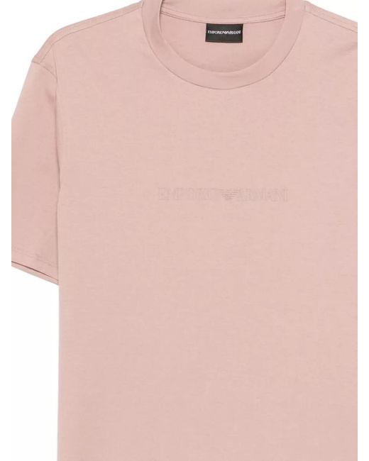 Emporio Armani Pink Cotton Logo T-Shirt for men