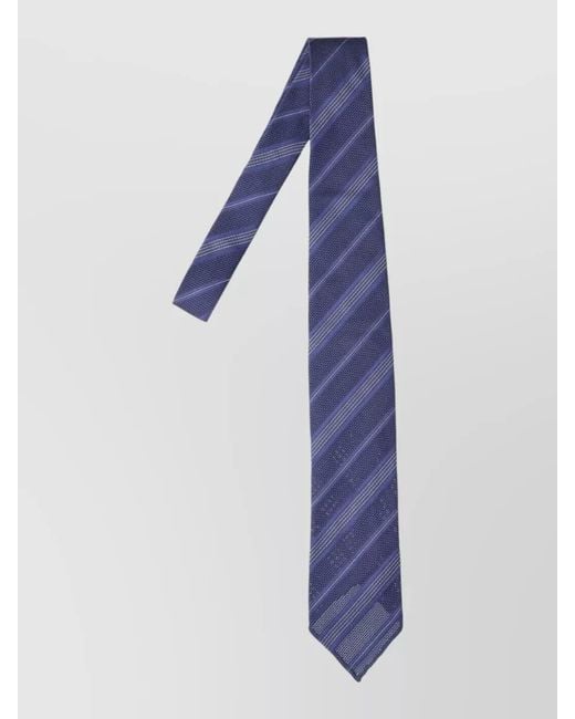 Cesare Attolini Blue Regular Width Striped Textured Fabric Necktie for men