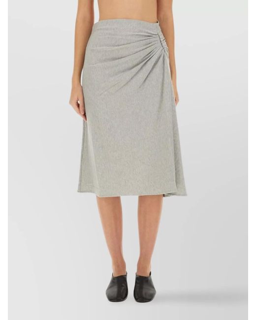 Dries Van Noten Gray Cotton Draped Asymmetric Skirt