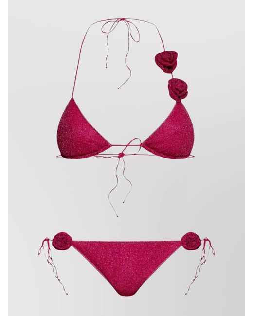 Oseree Pink Sparkling Floral Microkini Set