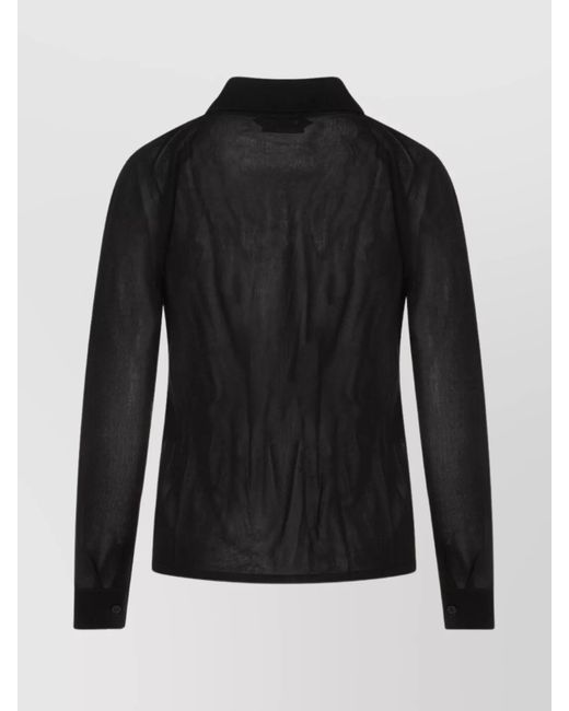 Tom Ford Black Ruffled Long-Sleeve Blouse