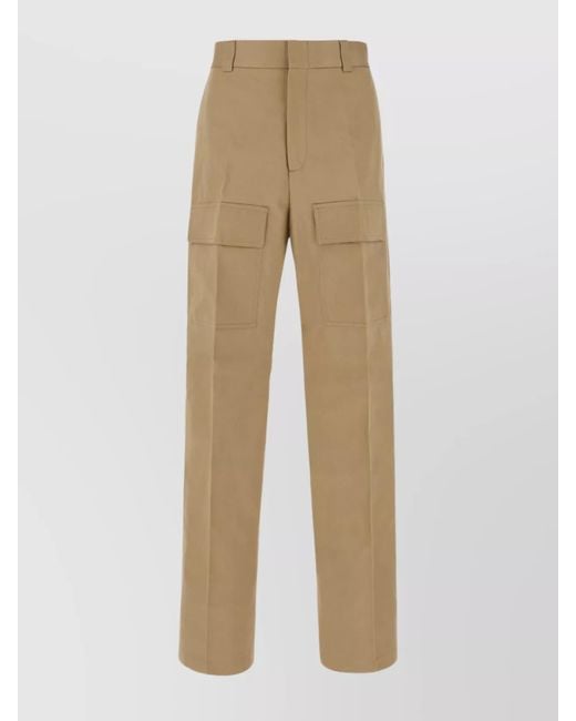 Gucci Natural Cotton Trousers With Belt Loops And Cargo Pockets for men