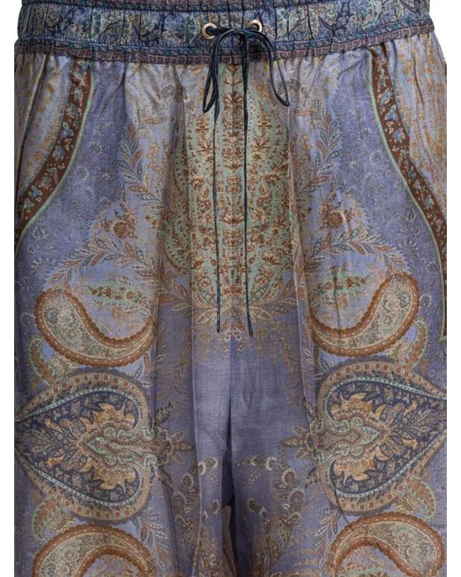 Zimmermann Multicolor Silk Printed Wide-Leg Trousers