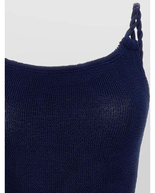 Hunza G Blue Camille One Piece Swimsuit Braided Straps