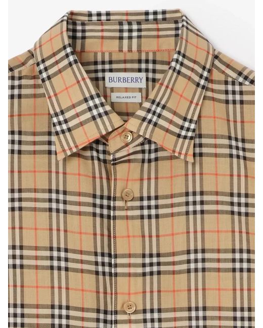Burberry Natural Check Cotton Relaxed-Fit Long-Sleeve Shirt for men