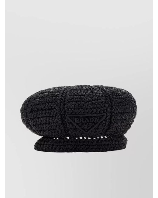 Prada Black Raffia Baker Boy Hat
