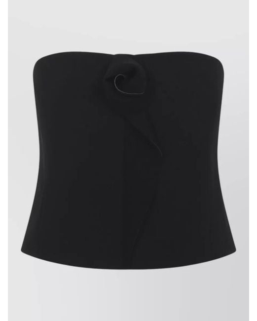 Giorgio Armani Black Silk Strapless Cropped Top