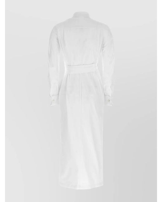 Max Mara White Cotton Wrap Shirt Midi Dress