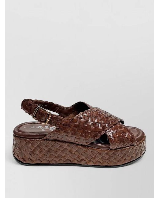 LA ROSE Brown Maui Platform Sandal Wooden Sole Open Toe