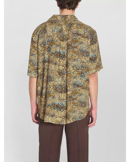 Saint Laurent Green Printed Viscose Short-Sleeve Bowling Shirt for men