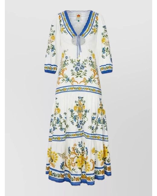 Farm Rio Blue Emily Floral Tapestry Maxi Dress