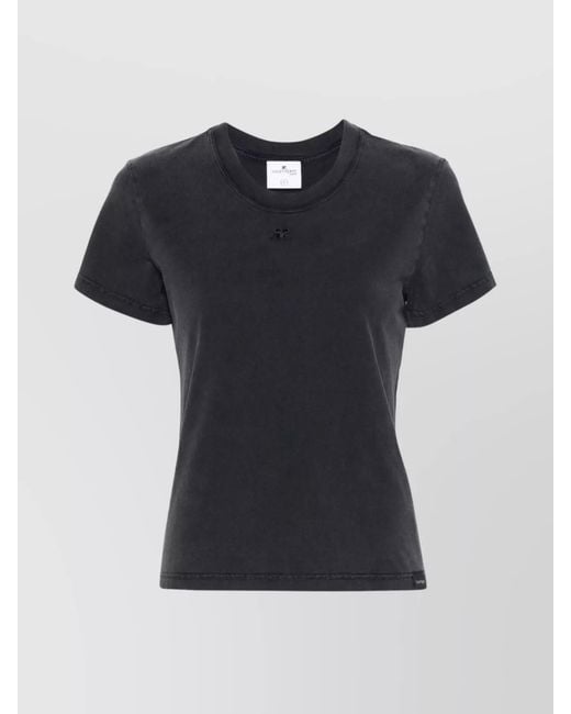 Courreges Black Cotton Regular-Fit Logo T-Shirt