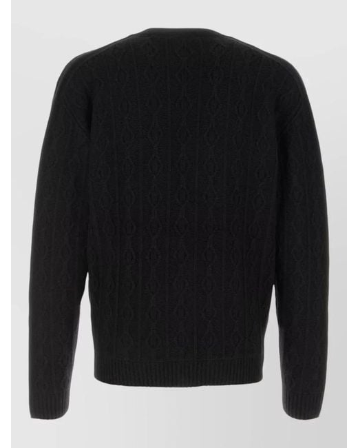 The Row Black Cashmere Sonoko Cardigan Cable Knit V Neck for men