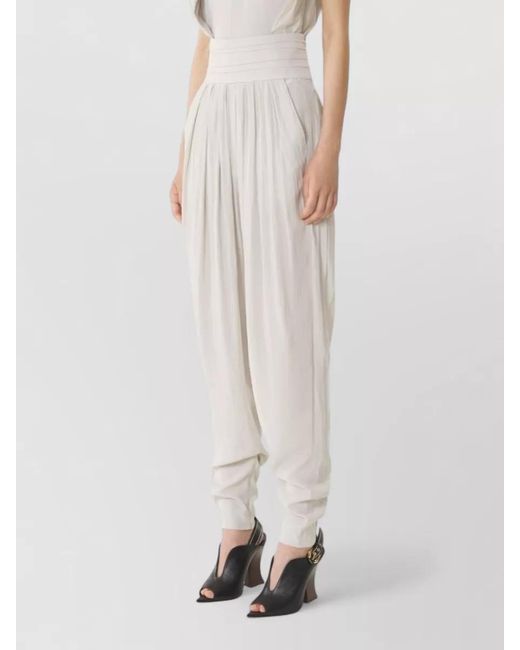 Lanvin White High-Rise Pleated Straight-Leg Trousers