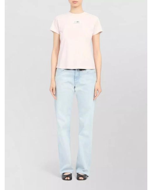 MM6 by Maison Margiela Natural Cotton Logo Appliqué Short-Sleeve Crew-Neck T-Shirt