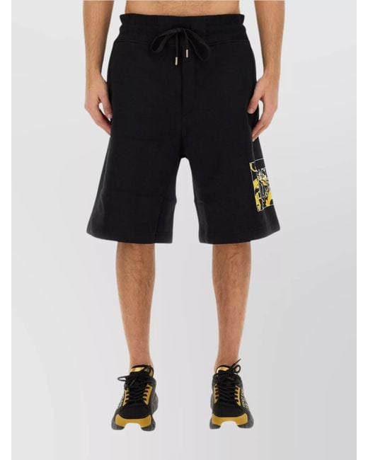 Versace Jeans Couture Black Logo-Print Bermuda Shorts for men