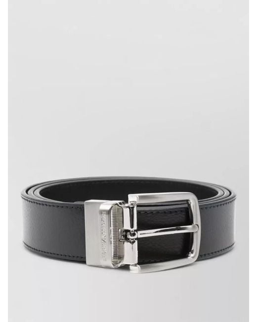Emporio Armani Black Leather Belt Adjustable Size Smooth Finish for men