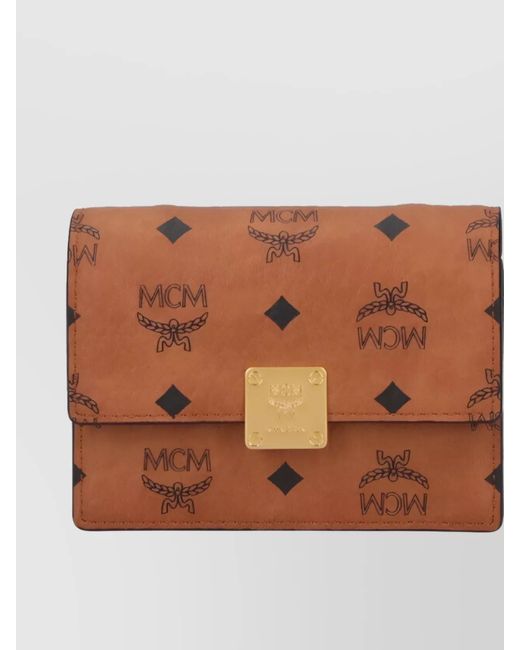 MCM Brown Compact Wallet Chain Strap