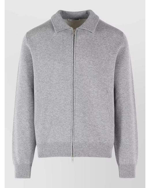 Lardini Gray Double Wool Bomber Jacket Long Sleeves for men