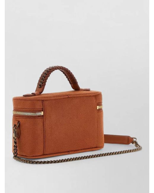 Stella McCartney Brown Vanity Falabella Crossbody Clutch Bag Chain