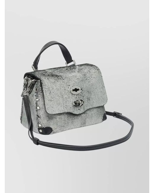 Zanellato Gray Calf Leather Mini Shoulder Bag