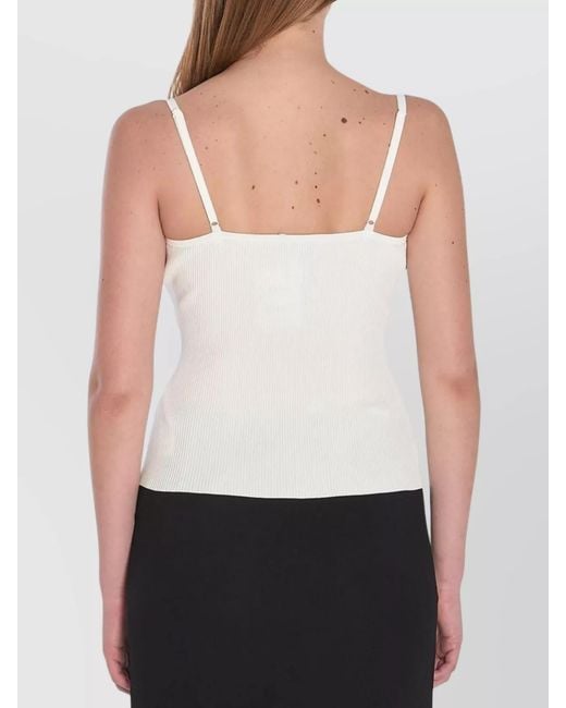 Self-Portrait White Lace Trim V-Neck Top