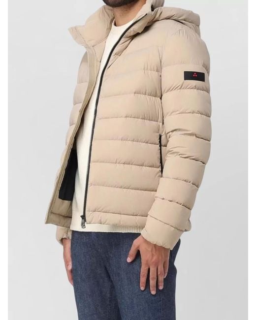 Peuterey Natural Hooded Quilted Jacket Elasticated Cuffs Pockets for men