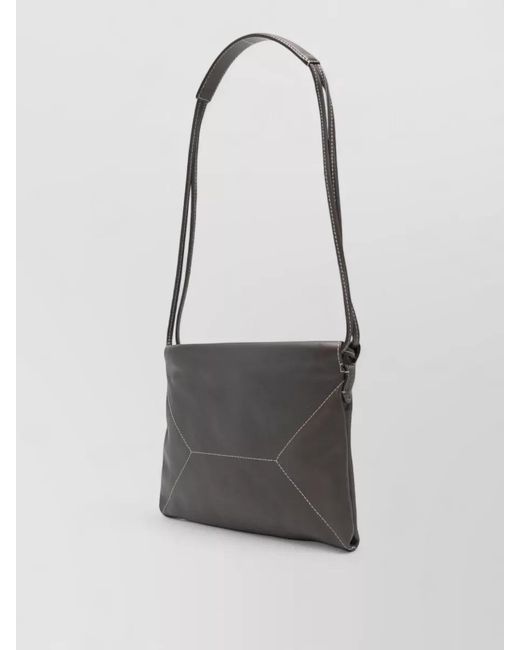 Brunello Cucinelli Gray Leather Shoulder Bag