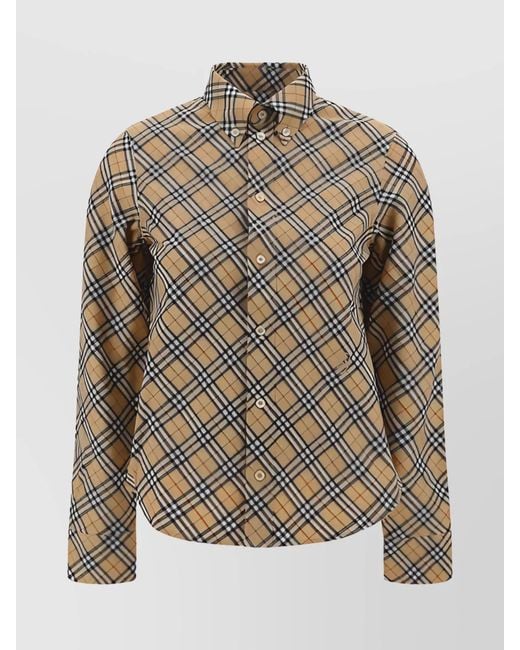 Burberry Natural Checked Slim-Fit Cotton Shirt