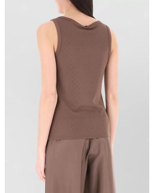 Marella Purple Ribbed Scoop Neck Regular Fit Top