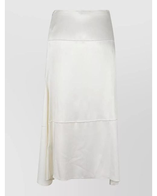 Victoria Beckham White High Waist Skirt Midi Asymmetric Hem