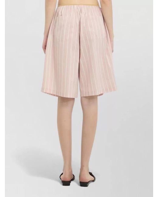 Frankie Shop Pink Elyn Bermuda Shorts Cotton Blend