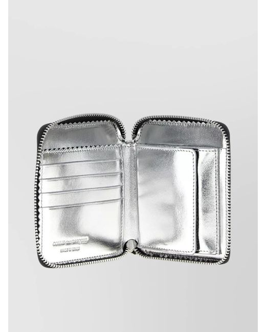 Comme des Garçons Black Metallic Compact Wallet Smooth Texture