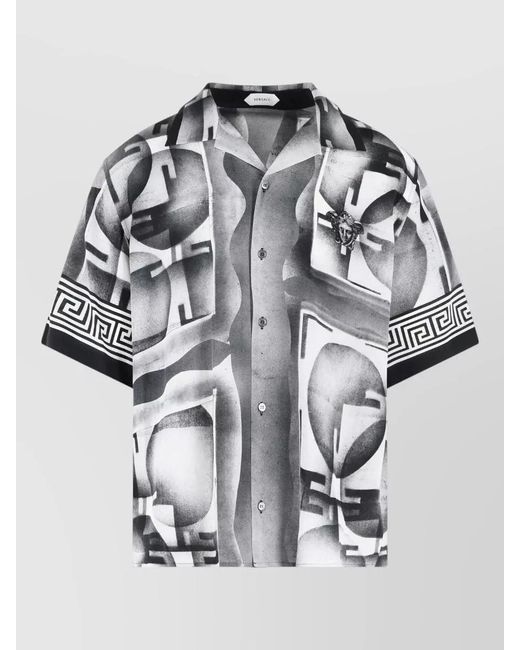 Versace Multicolor Informal Silk Shirt Casual Short Sleeves for men
