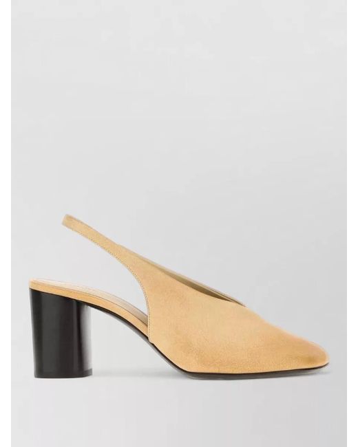 Lemaire Natural Leather Mules Block Heel Closed Toe