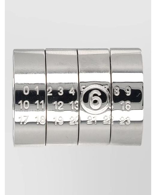 MM6 by Maison Margiela Metallic Four Ring Set Polished Finish Stackable Design for men