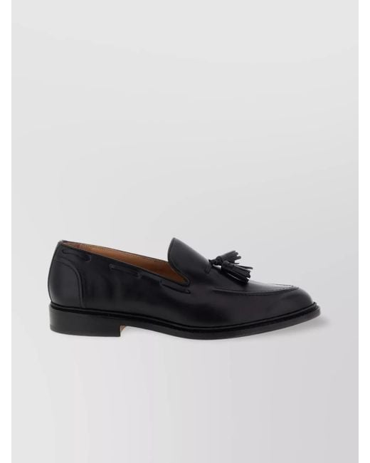 Tricker's Black Leather Tassel Loafers for men