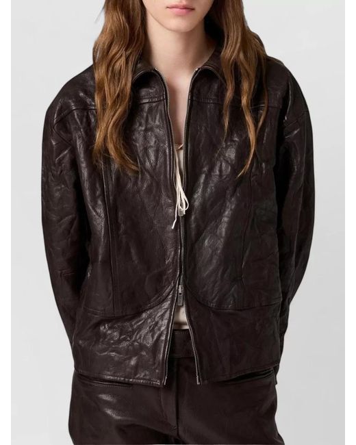 Miu Miu Black Leather Regular-Fit Blouson Jacket