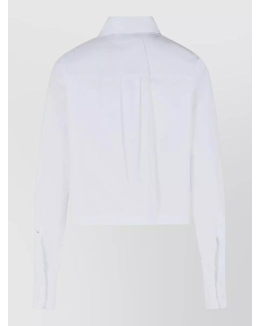 Sportmax White Cotton Cropped Asymmetric Shirt