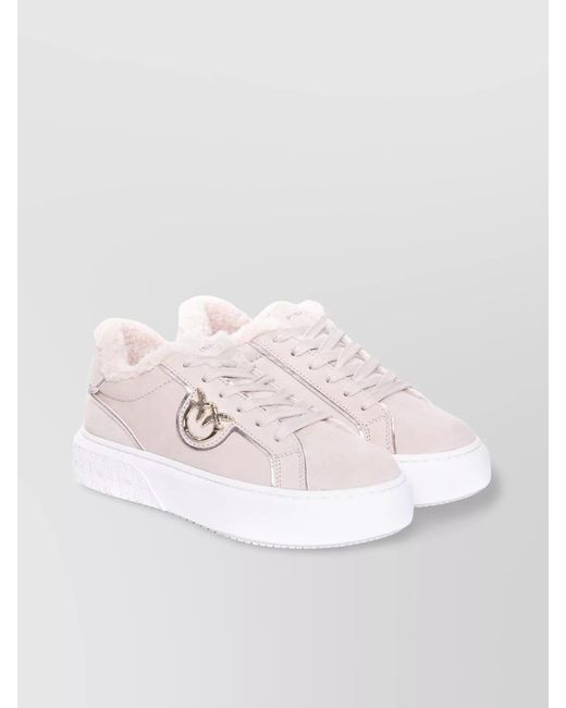 Pinko White Low Top Sneakers Metallic Detail