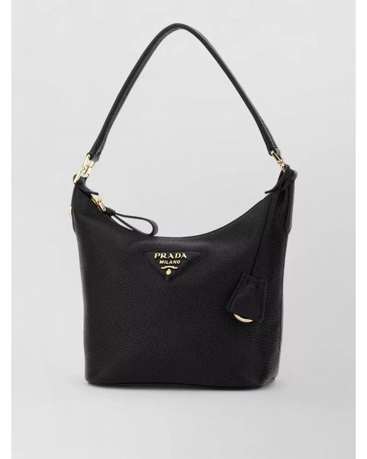 Prada Black Leather Shoulder Bag Tone Hardware