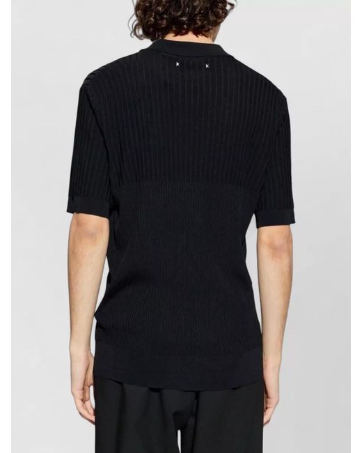 Golden Goose Deluxe Brand Black Ribbed Knit Polo Shirt for men