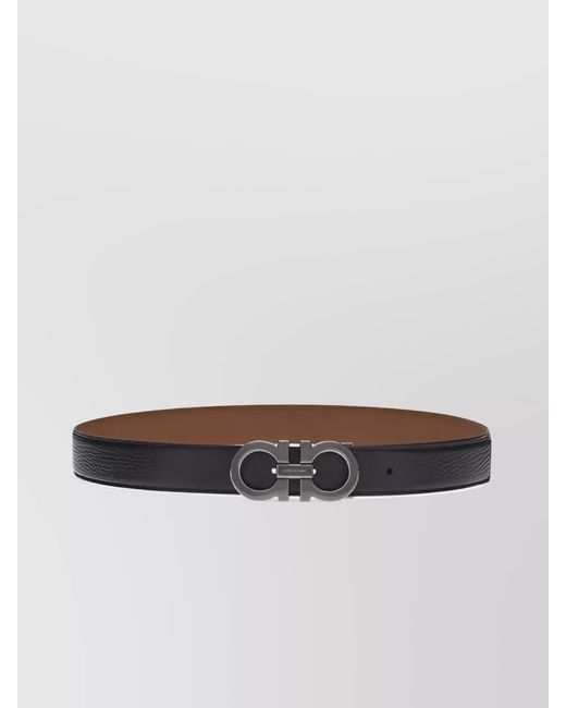 Ferragamo Gray Leather Reversible Belt for men