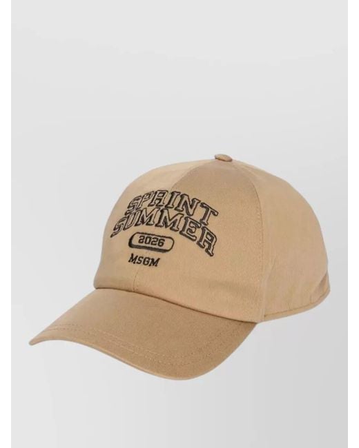 MSGM Natural Baseball Cap Logo Embroidery Curved Brim for men