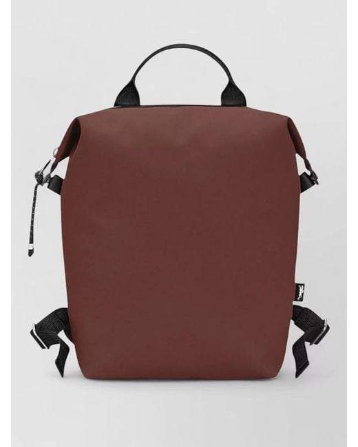 Longchamp Red Backpack Roll Top Adjustable Straps Handle