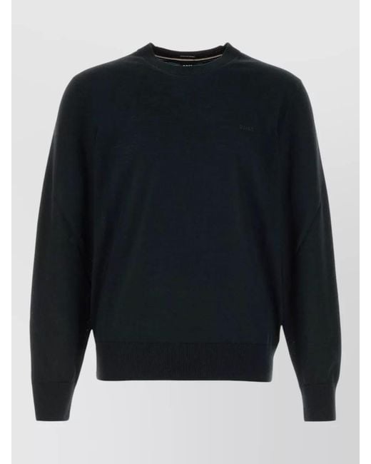 Boss Blue Wool Jumper for men