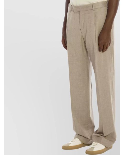 PT Torino Natural Virgin Wool Silk Wide-Leg Trousers for men