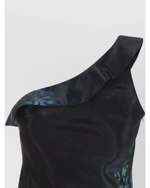 Giorgio Armani Blue Silk One-Shoulder Maxi Dress