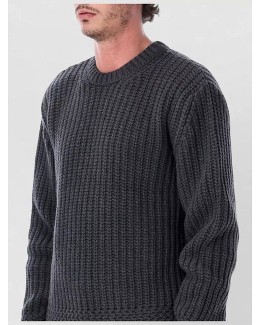 A.P.C. Blue Crew Neck Long Sleeve Knit Sweater Ron for men